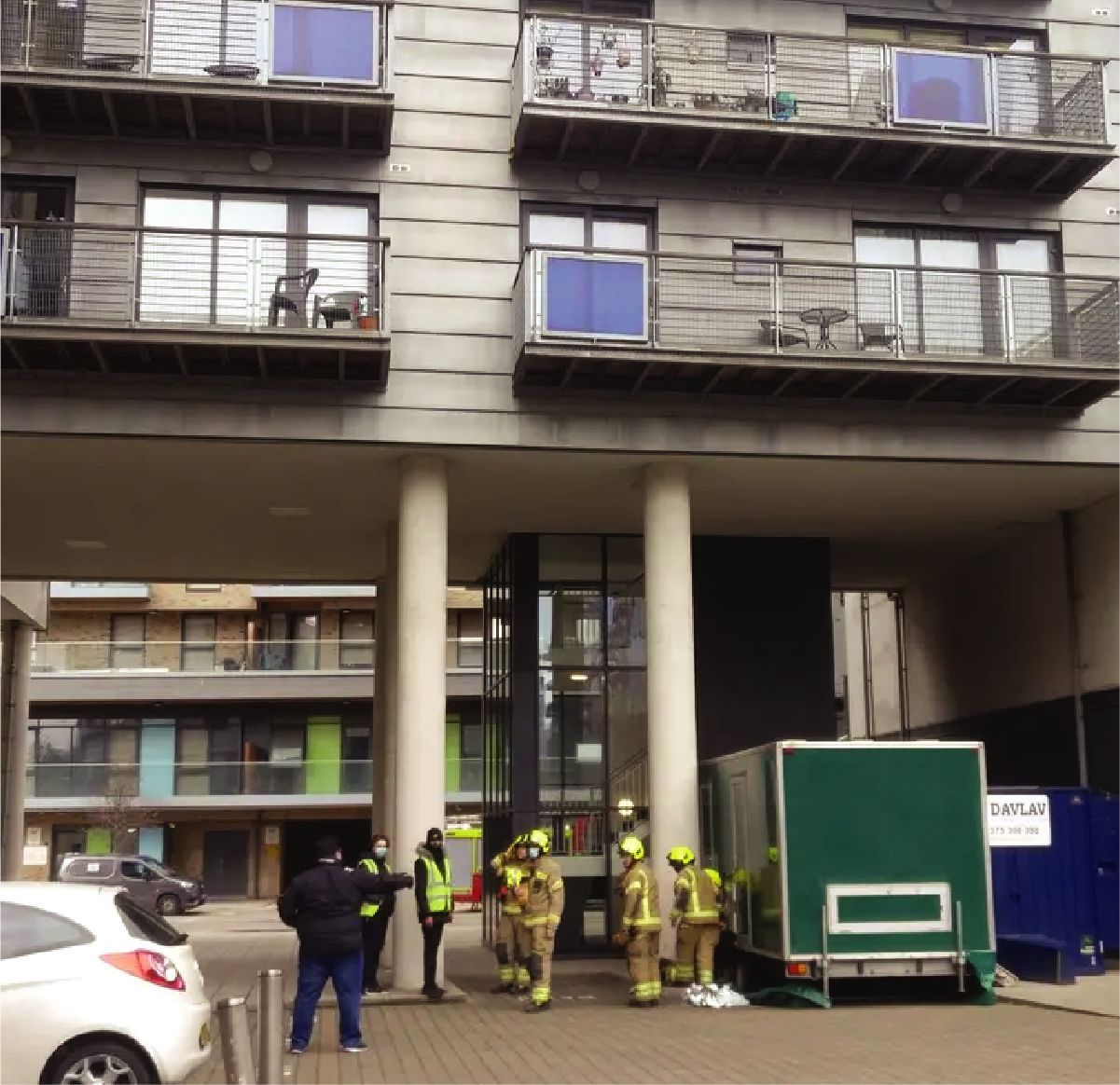 Fire service called to reports of blaze in waking  watch cabin next to combustible cladding | WePlus Safety Solution Sdn Bhd