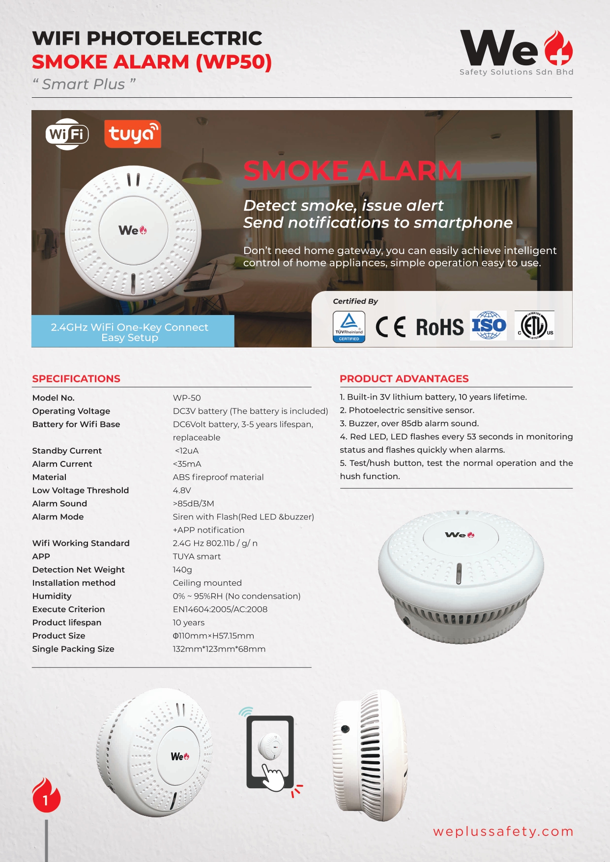 WIFI Photoelectric Smoke Alarm (WP50) | WePlus Safety Solution Sdn Bhd