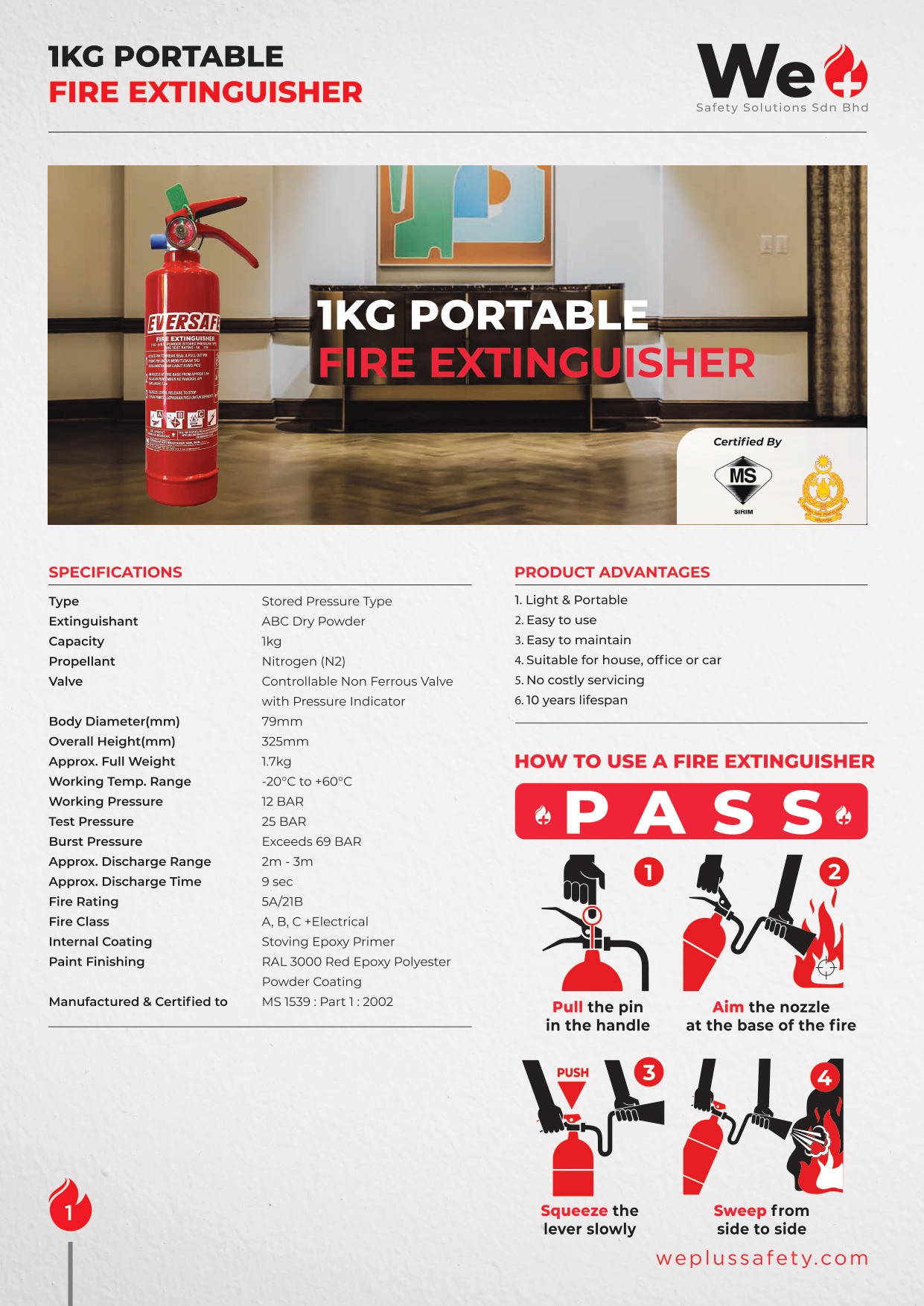 Fire Extinguisher 1 kg | WePlus Safety Solution Sdn Bhd